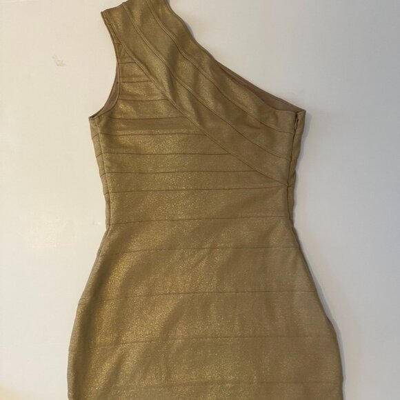 Express gold one shoulder bodycon mini dress size Small NWT - Picture 5 of 7
